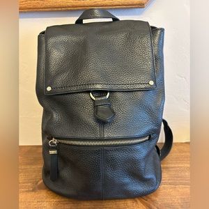 Cole Haan black leather backpack, silver hardware, like new
